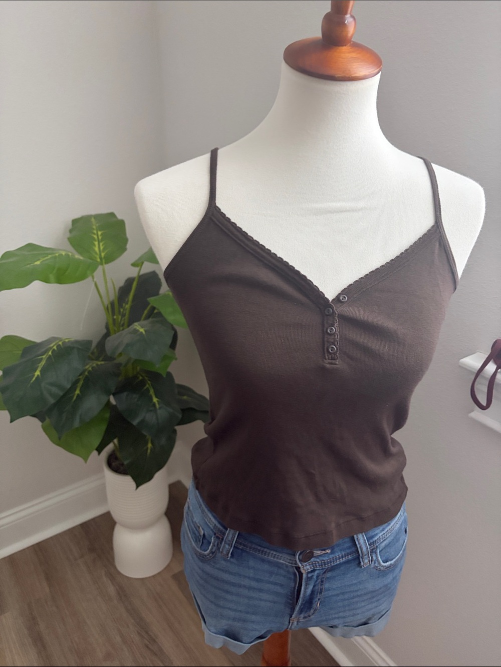 Classic Brown Spaghetti Strap Tank Top